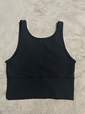 Ribbed Black Cropped Tank Top